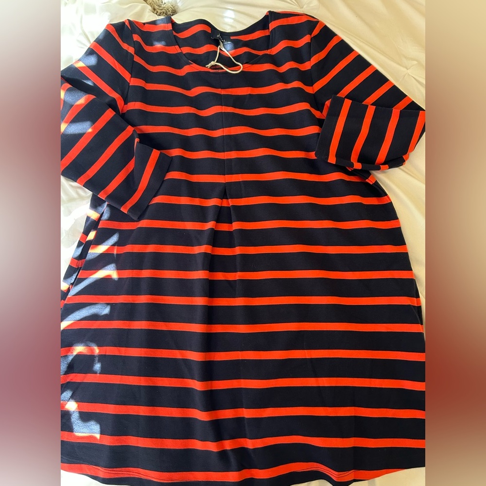 Joules Navy and Red Striped Top
